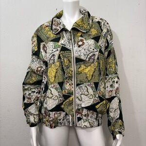 Vintage 100% Silk 80s Geography
Map Windbreaker Sz (L)